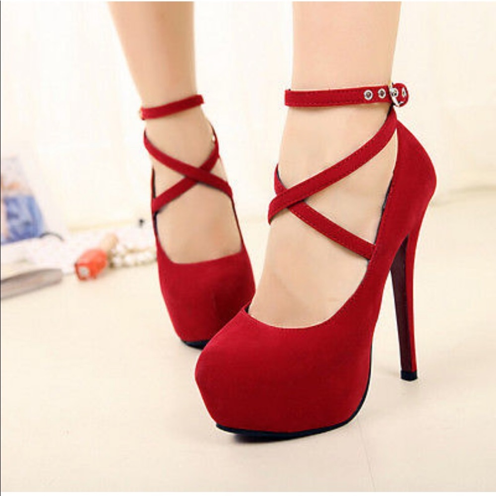 Red platform stiletto heels